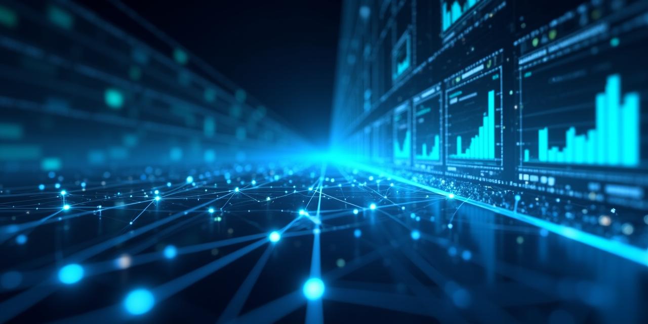 Futuristic digital dashboard representing automated data workflow with glowing blue connectivity nodes