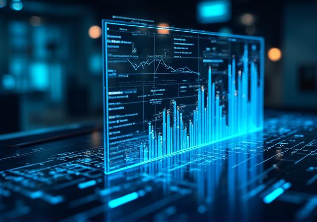 AI-powered data visualization dashboard showing predictive growth charts