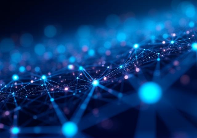 Abstract visualization of interconnected data points preventing customer loss